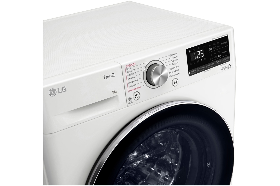 LG Стиральная машина узкая LG F2V9FW9W с паром, 9 кг, Стиральная машина LG F2V9FW9W (вид слева в перспективе), F2V9FW9W, thumbnail 3