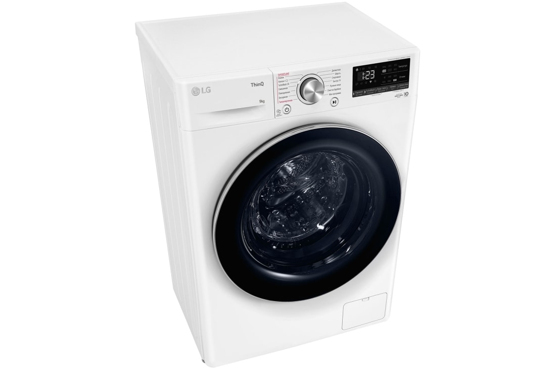 LG Стиральная машина узкая LG F2V9FW9W с паром, 9 кг, Стиральная машина LG F2V9FW9W (вид слева в перспективе), F2V9FW9W, thumbnail 8
