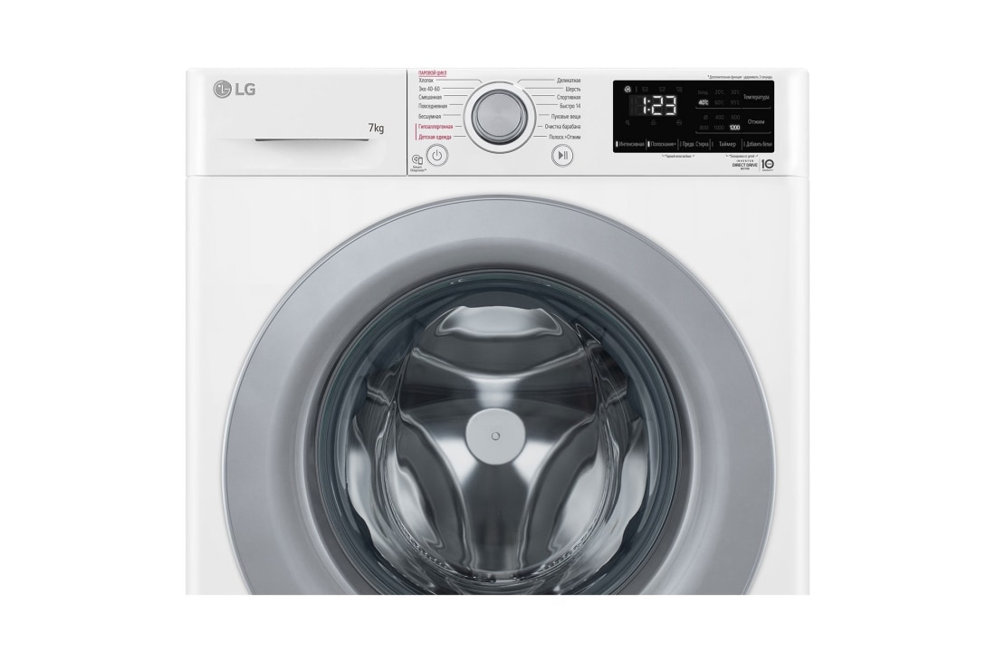 LG Стиральная машина узкая LG F2V3HS4W с паром, 7 кг, Панель стиральной машины LG F2V3HS4W (фронтальный вид), F2V3HS4W, thumbnail 6
