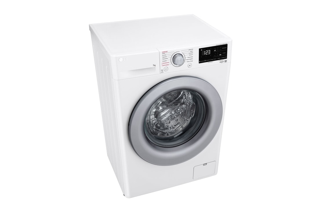 LG Стиральная машина узкая LG F2V3HS4W с паром, 7 кг, Стиральная машина LG F2V3HS4W (вид слева в перспективе), F2V3HS4W, thumbnail 8