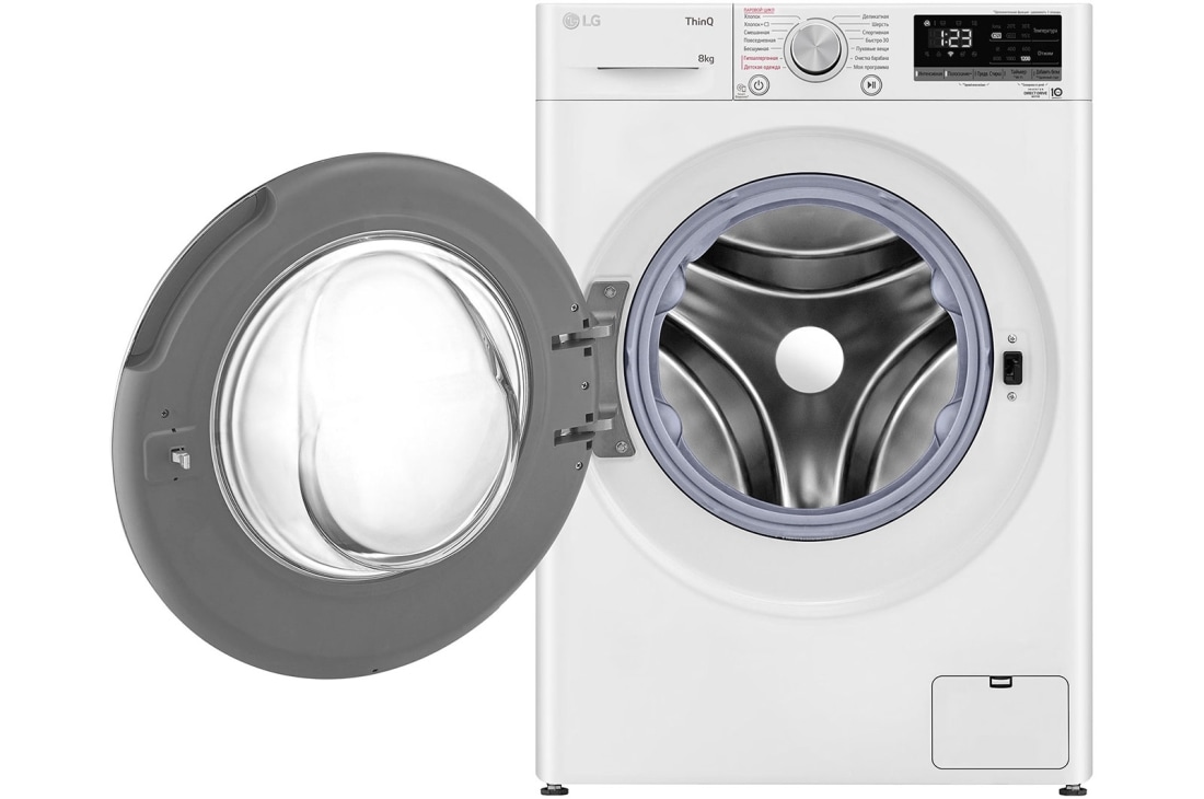 LG Стиральная машина узкая LG F2V5PS0W с паром, 8 кг, Стиральная машина LG F2V5PS0W с открытой дверцей, F2V5PS0W, thumbnail 2