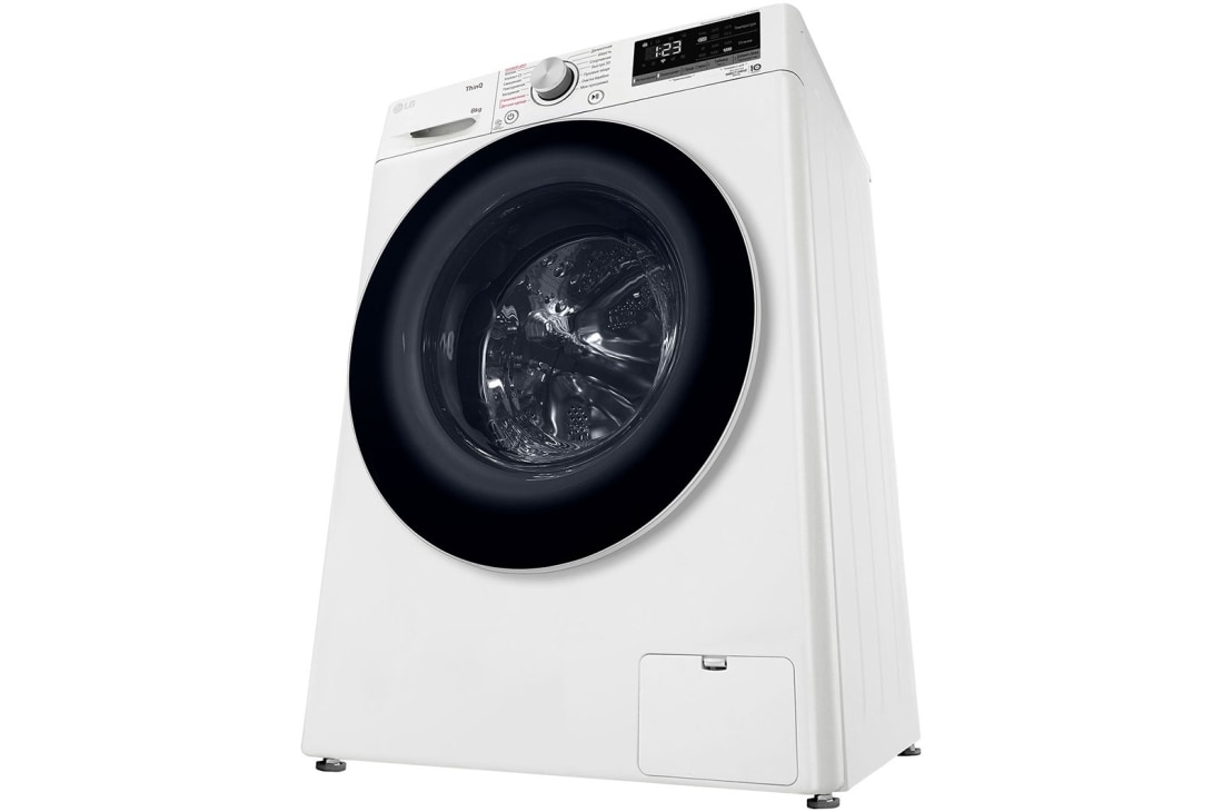 LG Стиральная машина узкая LG F2V5PS0W с паром, 8 кг, Стиральная машина LG F2V5PS0W (вид снизу в перспективе), F2V5PS0W, thumbnail 13