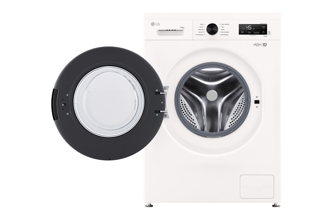 LG Узкая стирально-сушильная машина LG F2Y2HG6W с паром, 7/4 кг, Стирально-сушильная машина LG с открытой дверцей, F2Y2HG6W, thumbnail 2