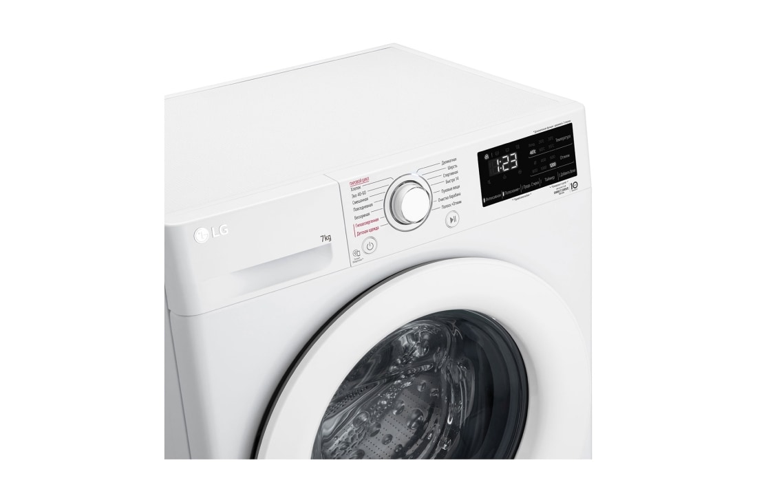 LG Стиральная машина узкая LG F2V3HS3W с паром, 7 кг, Панель стиральной машины LG F2V3HS3W (вид слева в перспективе), F2V3HS3W, thumbnail 3