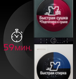 Анимация показывает процесс стирки и сушки менее чем за час.