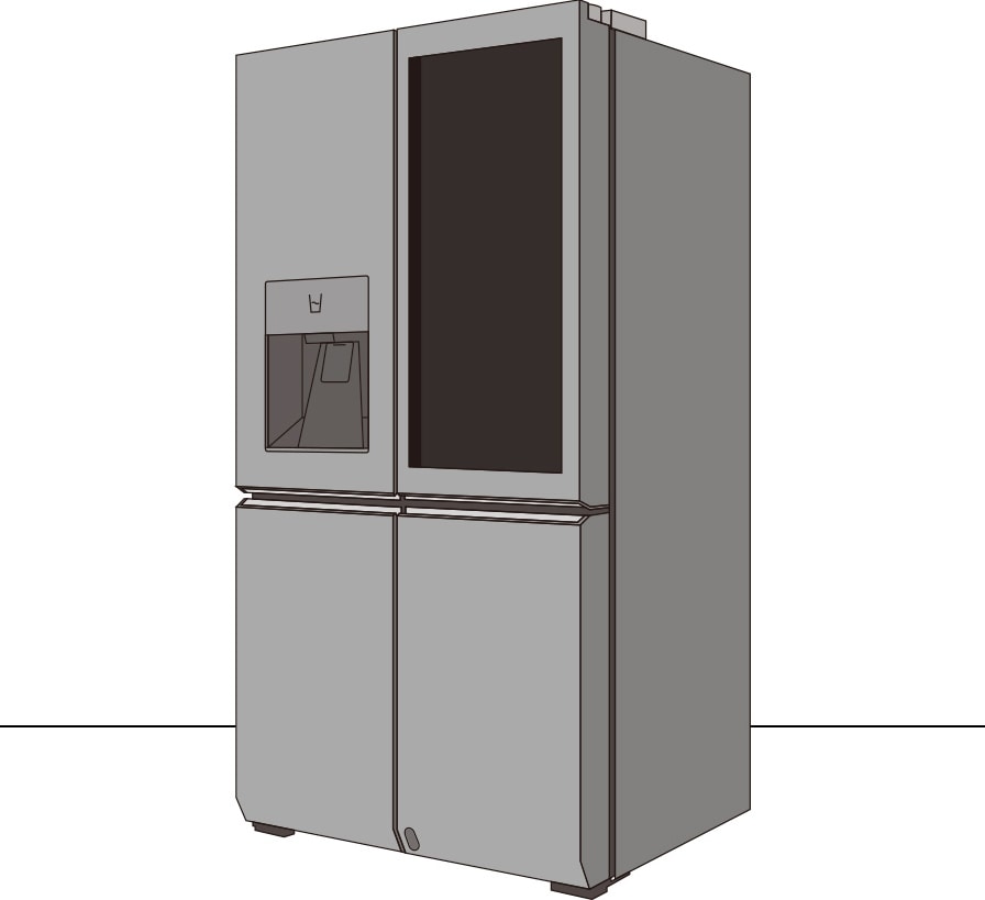 Инфографика с изображением всего корпуса холодильника LG SIGNATURE