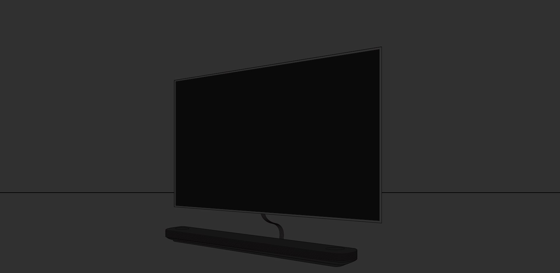 Вид спереди TV «Одно целое со стеной» LG SIGNATURE, висящего на стене