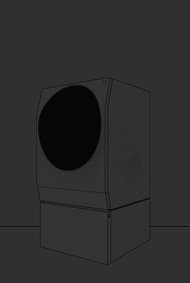 Инфографика стиральной машины LG SIGNATURE, на которой показаны размеры её чёрной дверцы