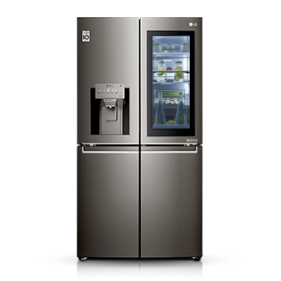 Серебристый многодверный холодильник LG InstaView.