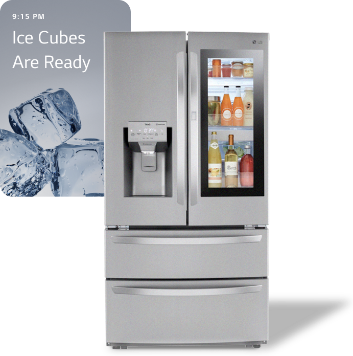 Silver LG InstaView Door-in-Door Refrigerator.