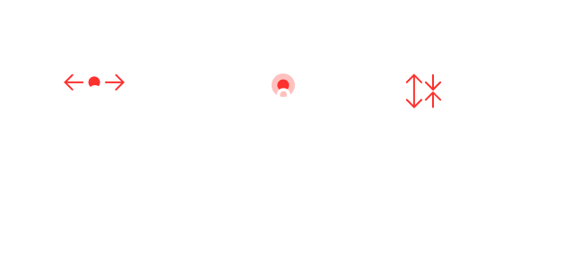 Как работает навигация в Виртуальном шоуруме LG, Двигайтесь направо и налево, Выбирайте и передвигайте, Увеличивайте и уменьшайте изображение