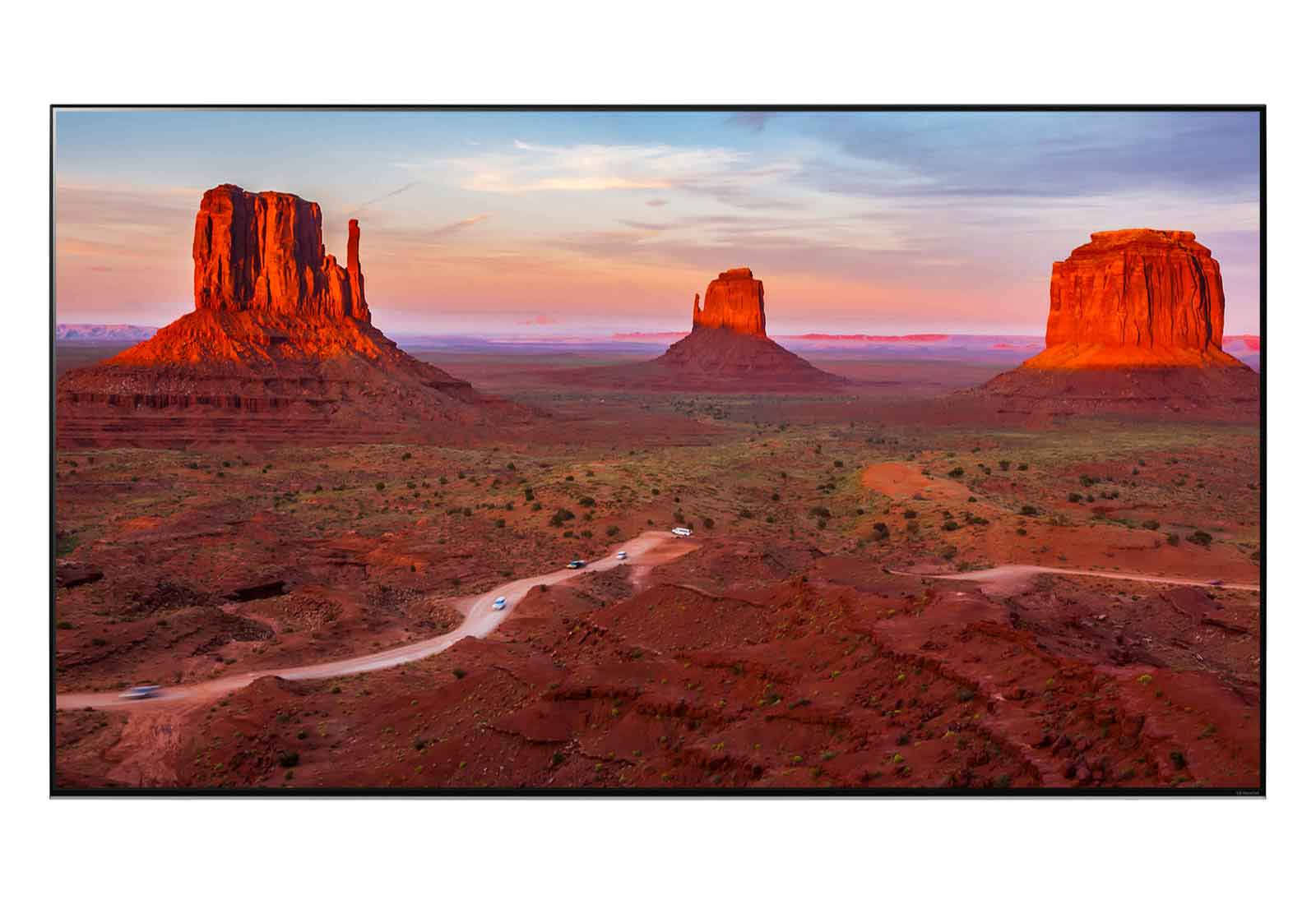 TV screen depicting a magnificent landscape displayed accurately from various angles (play the video).
