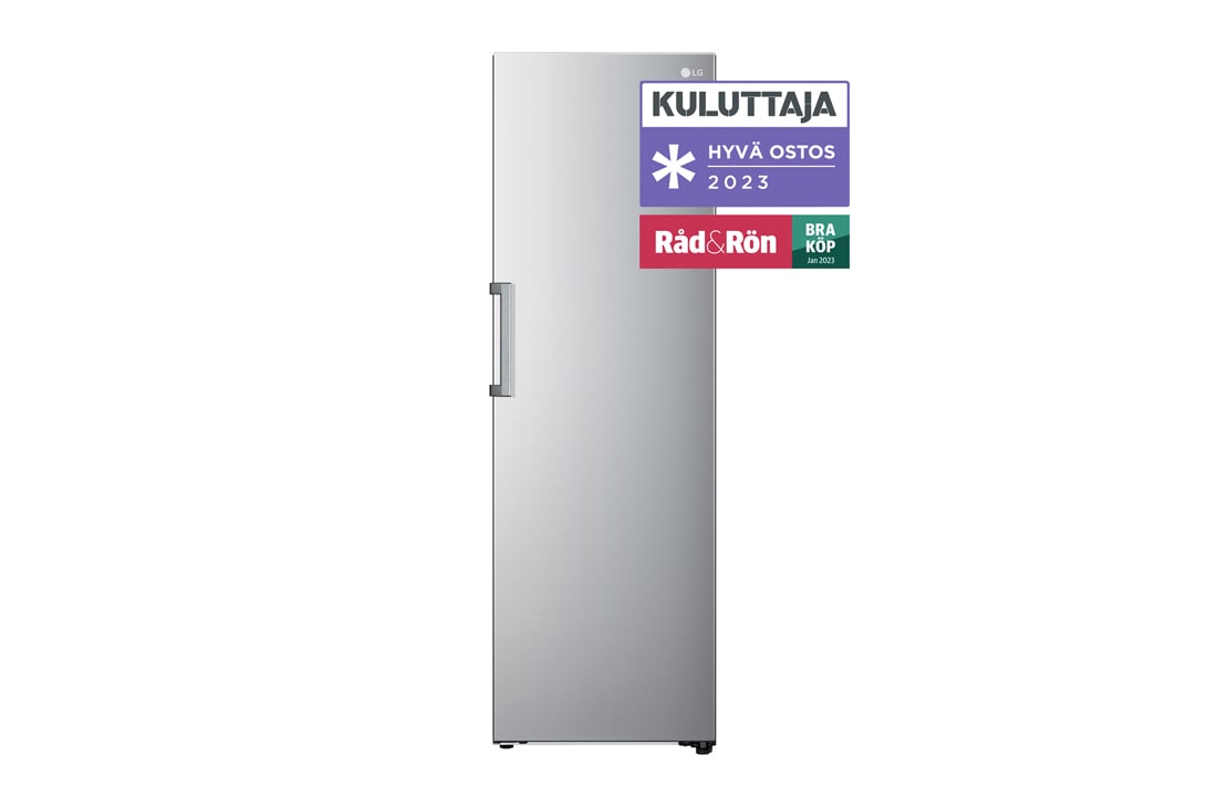 LG 386L Fristående kylskåp (Shiny Steel) - Energiklass E, Door Cooling™, LINEARCooling™, Moist Balance Crisper™, Framsida, GLT51PZGSZ