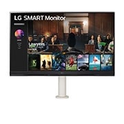 LG 32'' 4K UHD Smart Monitor med webOS och Ergo-stativ., vy framifrån med monitorarmen i mitten, 32SQ780S-W, thumbnail 2