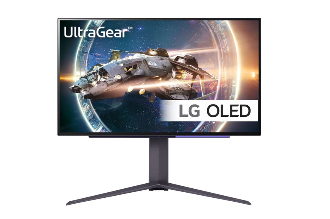 LG 27'' UltraGear™ OLED  gaming monitor QHD med 240 Hz uppdateringshastighet och 0,03 ms (GtG) svarstid, Vy av framsidan, 27GR95QE-B