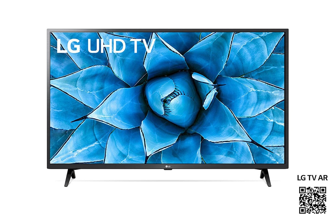 LG UN73 43 inch 4K Smart UHD TV, front view with infill image, 43UN73006LC