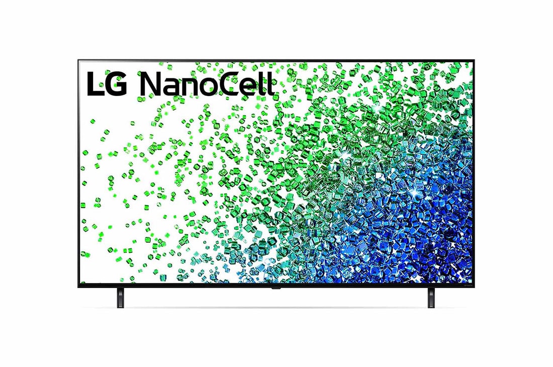 LG Nano80 65 inch 4K NanoCell TV, LG NanoCell TV sedd framifrån, 65NANO806PA
