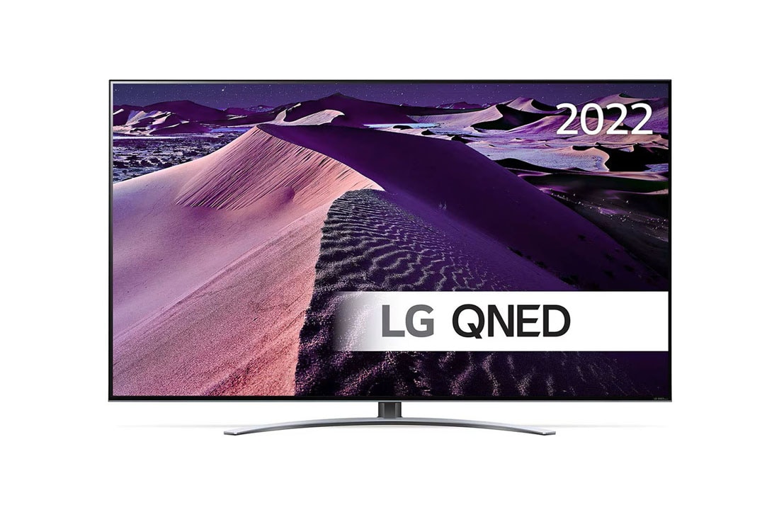 LG 65'' QNED 87 - QNED 4K Smart TV - 65QNED876QB, Vy av framsida på LG QNED TV-apparaten med inbäddad bild och produktlogotypen på, 65QNED876QB