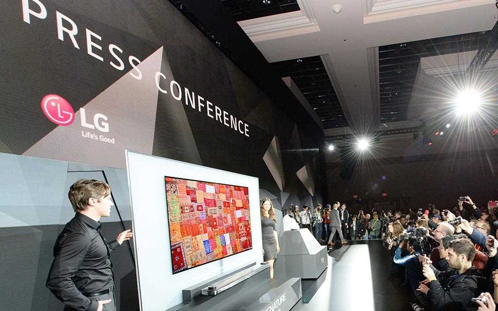 An image of press conference for new LG OLED TV at CES 2017