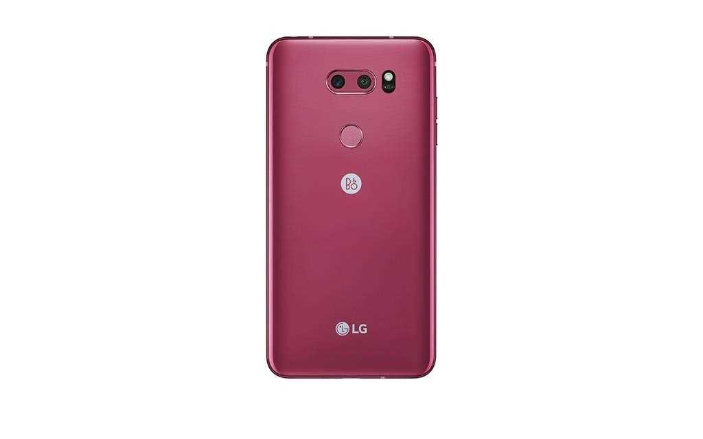 A rear side view of lg's new v30 color - raspberry rose announced at ces 2018
