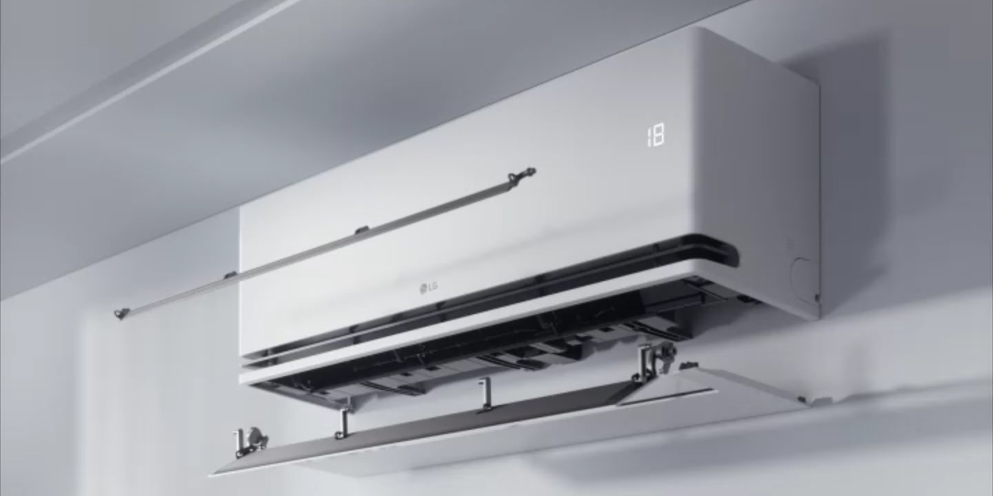 Klimatizácia LG s technológiou duálnej lopatky usmerňujúca prúd vzduchu pre zvýšenú účinnosť chladenia a ohrevu.