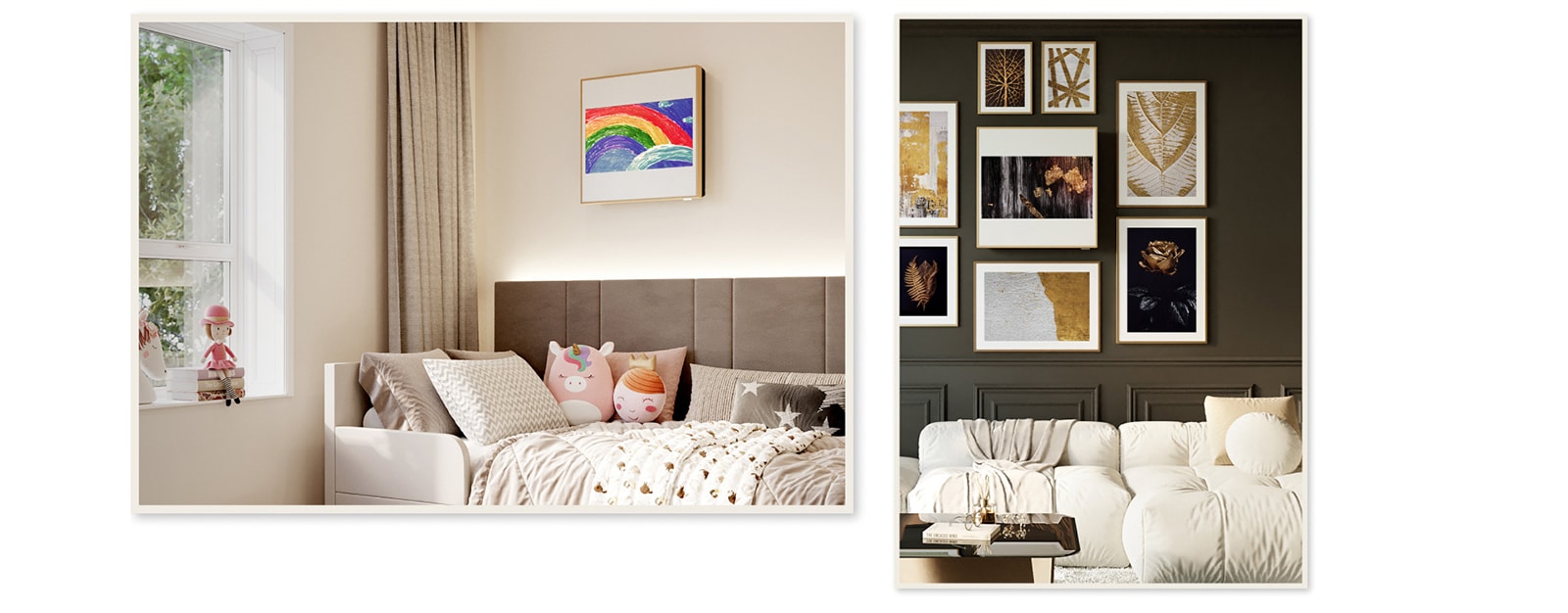 Premeňte spotrebič na umenie a vystavte si ľubovoľné umelecké dielo na 27-palcovom FHD displeji s dreveným rámom.