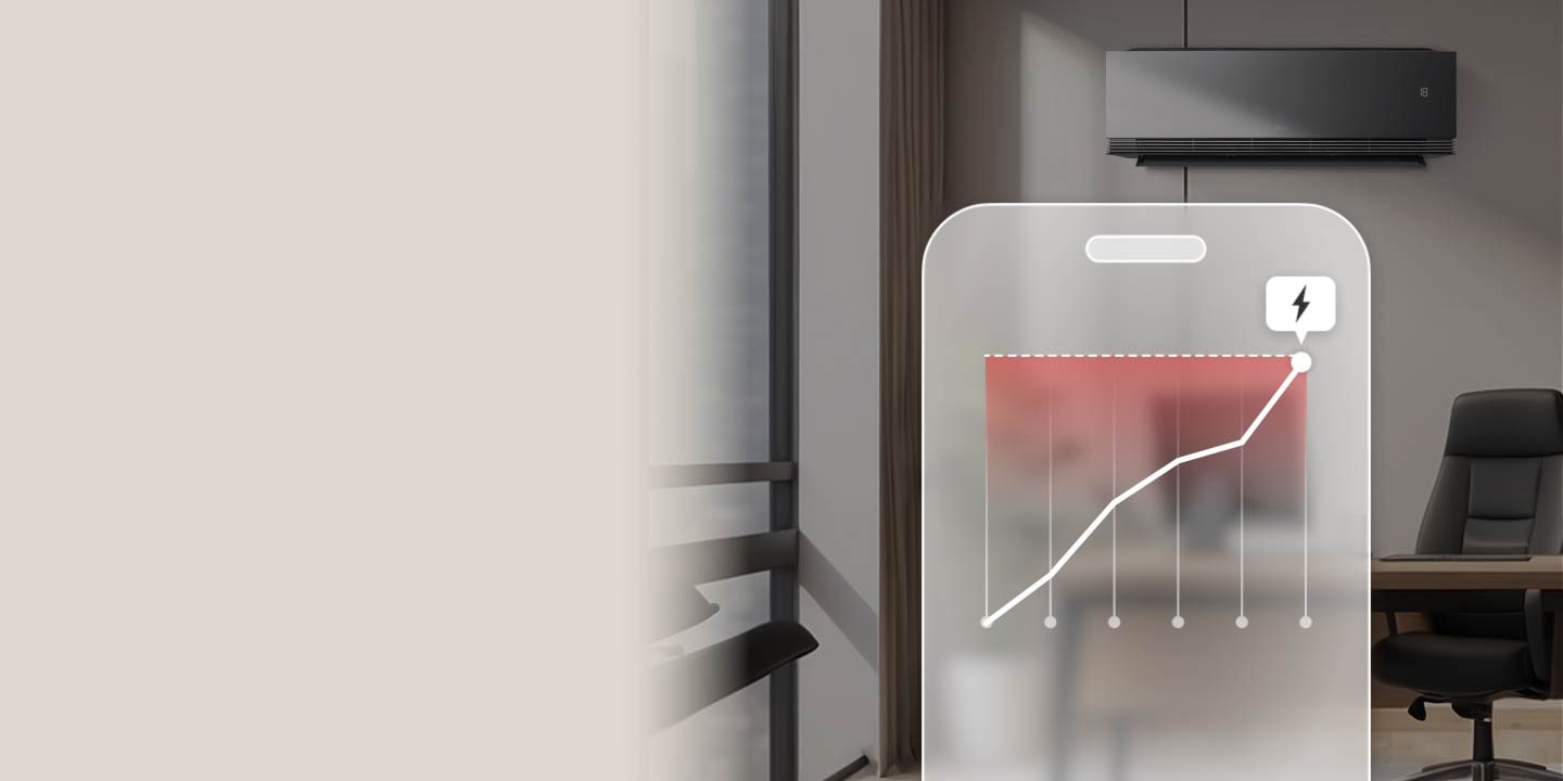 Klimatizácia LG so Správcom kW posiela výstrahy cez aplikáciu LG ThinQ pri dosiahnutí limitu max. používateľského výkonu.