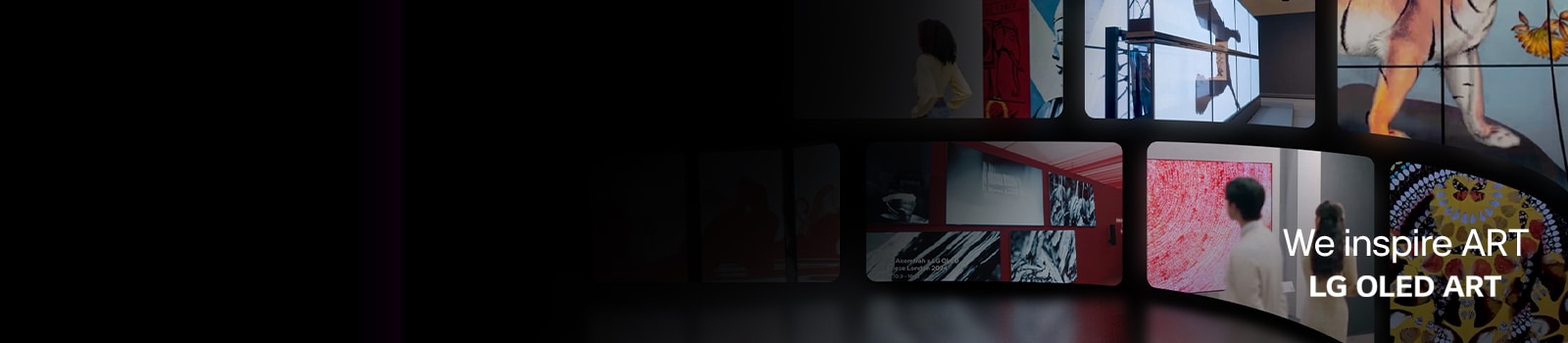 Televízory LG TV vyobrazujúce rôzne umelecké diela.