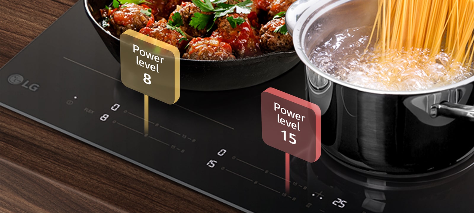 Toto je obrázok každého horáka v indukčnej varnej doske nastavovaného na odlišnú úroveň výkonu.