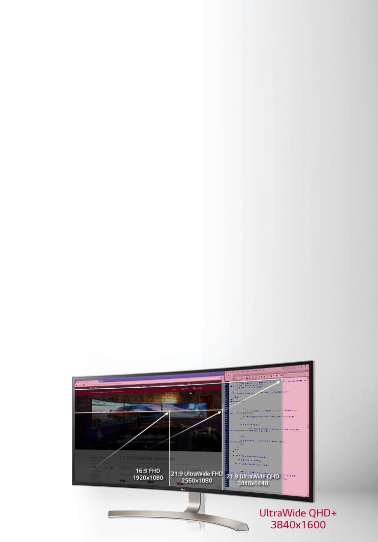 Úsporný multitasking v rozlíšení 3840 × 1600 QHD+2