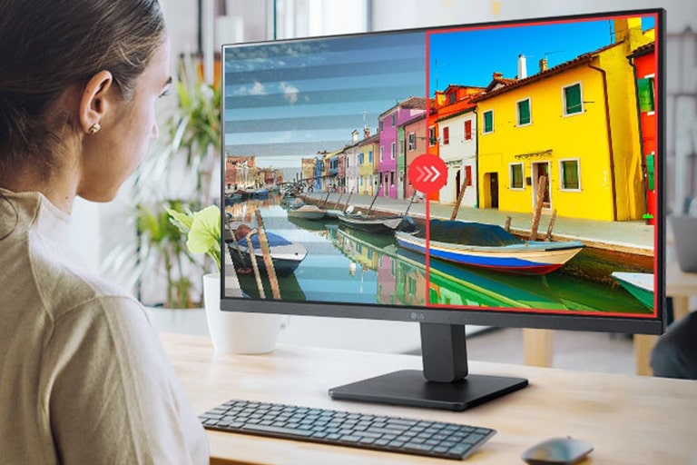 Porovnávací obrázok pravej strany s použitým režimom Flicker Safe proti blikaniu a ľavej strany bez použitého režimu Flicker Safe.