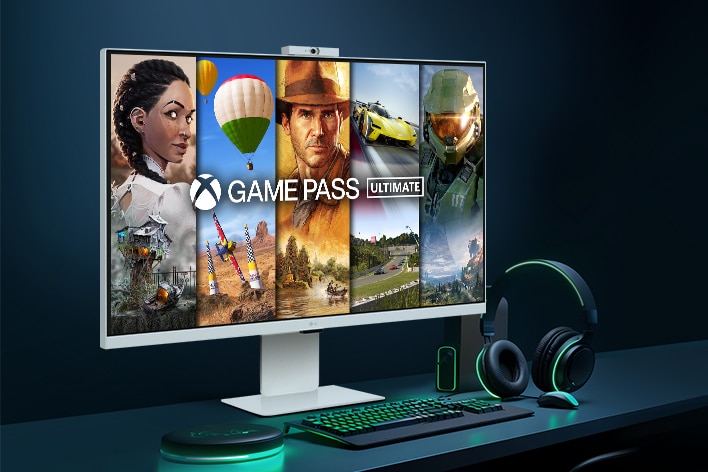 Na obrazovke monitora LG Smart Monitor sa zobrazuje herné rozhranie xbox.