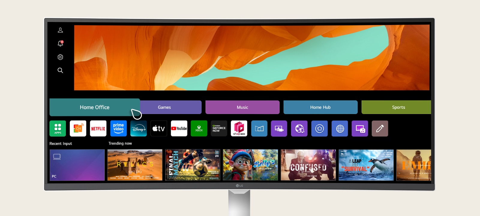 webOS vám umožňuje vzdialený prístup k lokálnemu a cloudovému počítaču cez aplikáciu Pripojenie vzdialenej pracovnej plochy. Táto funkcia vám umožňuje využívať rôzne služby domácej kancelárie vrátane videokonferenčných a cloudových aplikácií, to všetko bez počítača.	