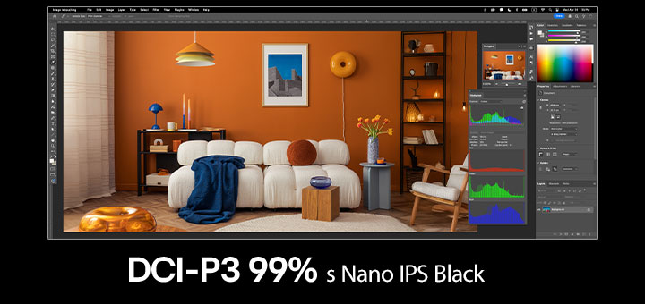 Obrázok zobrazený na celej obrazovke v dizajnérskom programe s živými farbami.