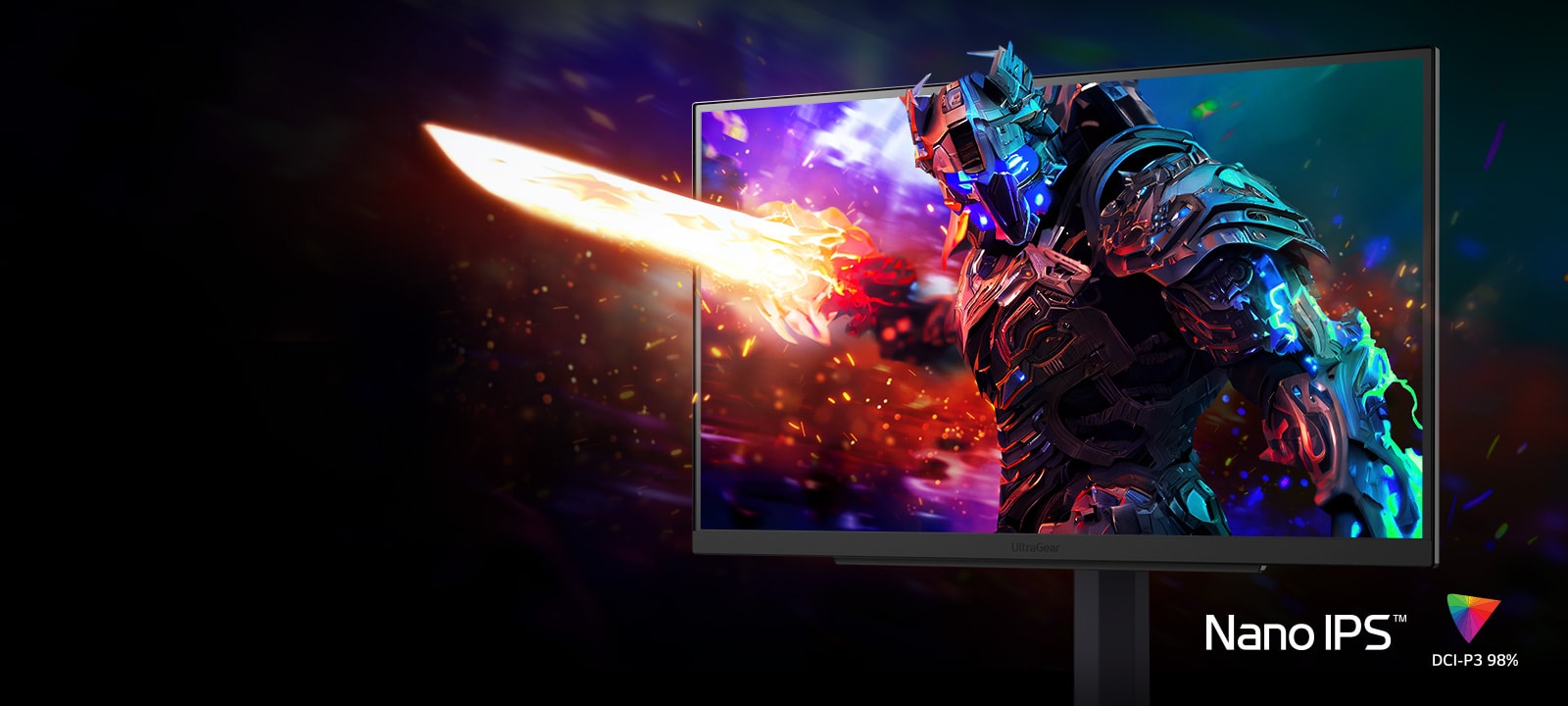 Obrázok robota na monitore s trojrozmernými dynamickými farbami.	