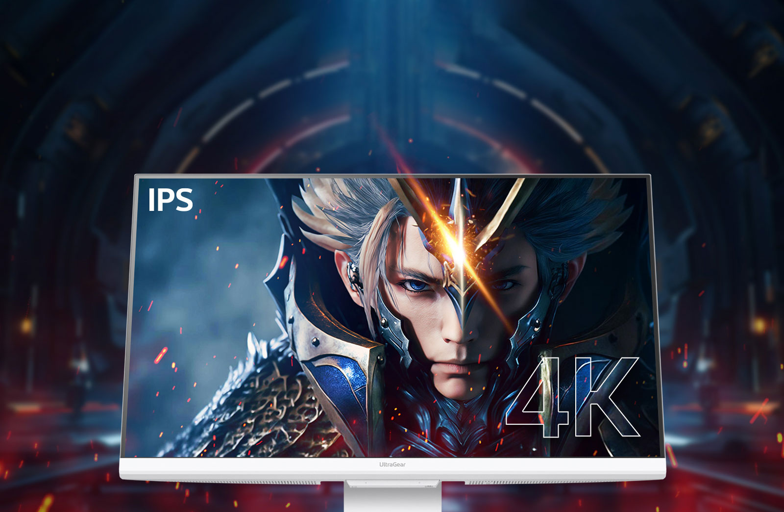 Pohľad spredu na UHD 4K herný monitor s displejom IPS.