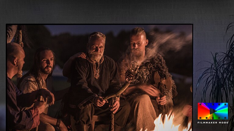 Scéna fantasy filmu na televíznej obrazovle a logo režimu FILMMAKER