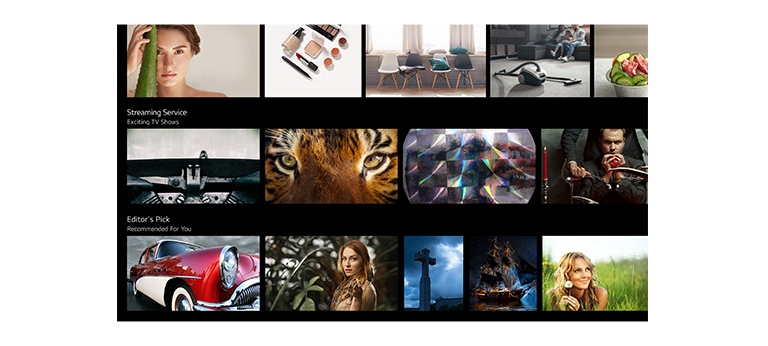 Na obrazovke televízora sa zobrazuje rôzny obsah odporúčaný umelou inteligenciou aplikácie LG ThinQ