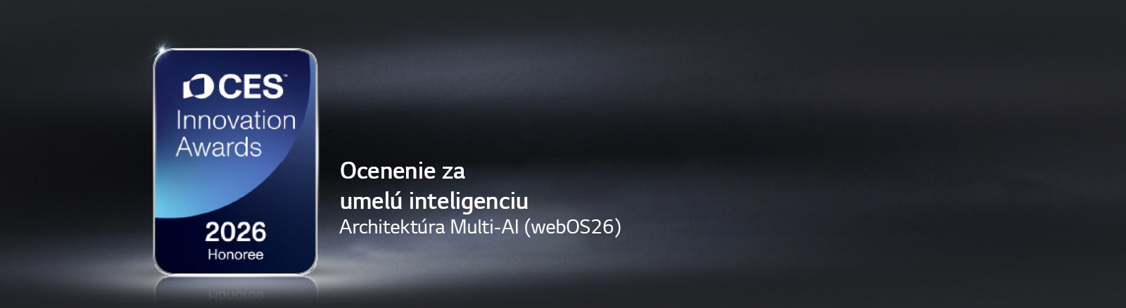 Logo CES Innovation Awards 2026 Honoree sa zobrazuje na tmavom pozadí. Architektúra Multi-AI bola ocenená v kategórii Umelá inteligencia.	