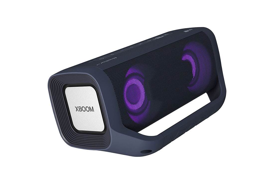 LG PN5 Audio systém, Pohľad zľava z uhla 30 stupňov na LG XBOOM Go so žltým osvetlením., PN5, thumbnail 15