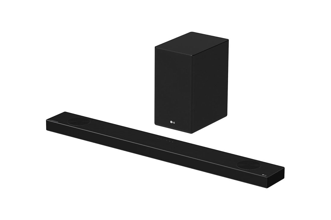 LG Soundbar SP9YA, diagonal view of soundbar and subwoofer, SP9YA, thumbnail 2