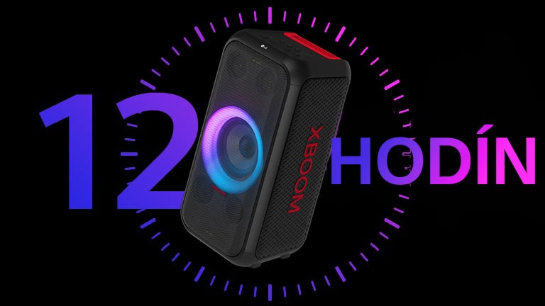 Reproduktor je umiestnený pred ikonou hodín a na dizajnové účely je za ním napísané slovo „12 HODÍN“.