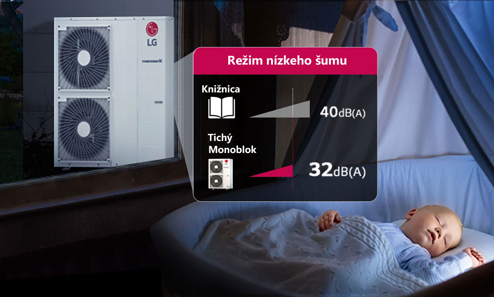 Sleeping Baby with outdoor unit