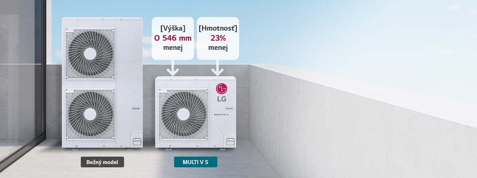 V porovnaní s konvenčným modelom bola výška a hmotnosť MULTI V S znížená o 546 mm a o 23%.