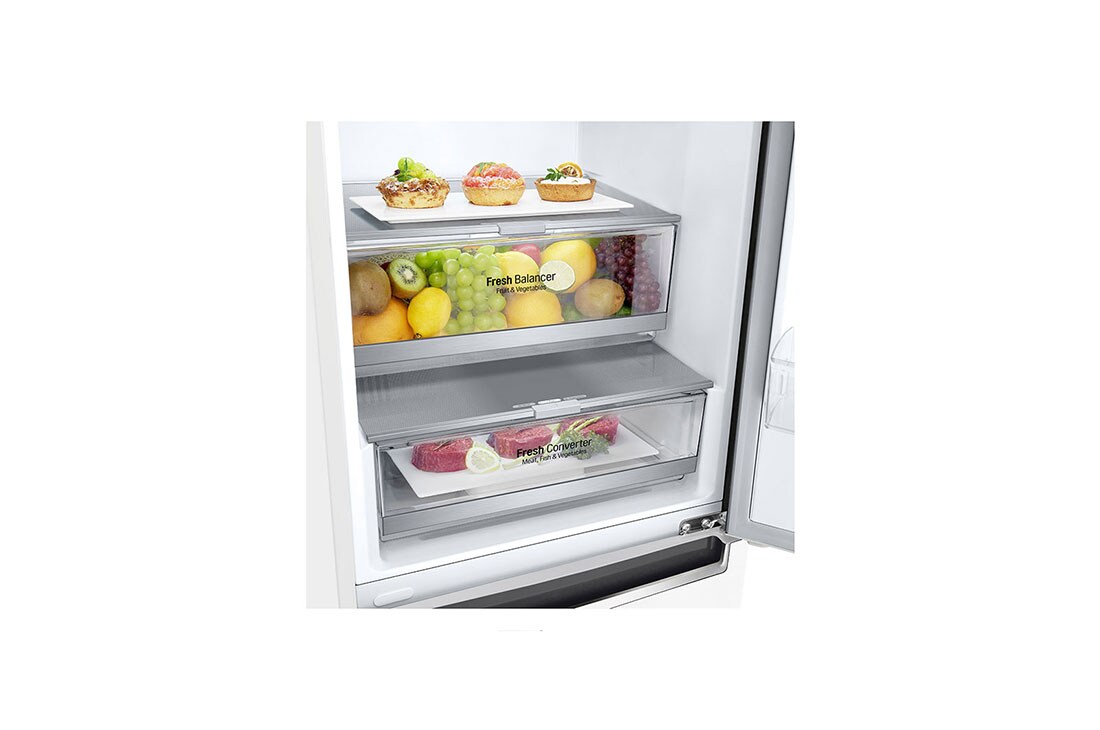 LG Kombinovaná chladnička | E (v rozsahu A až G) | Hrubý objem 374 l | 267 kWh/rok | LG Lineárny invertorový kompresor | LG Total No Frost | DoorCooling+™ | Vonkajší LED displej | LG ThinQ™ + WiFi, GBB71SWDZN, thumbnail 9