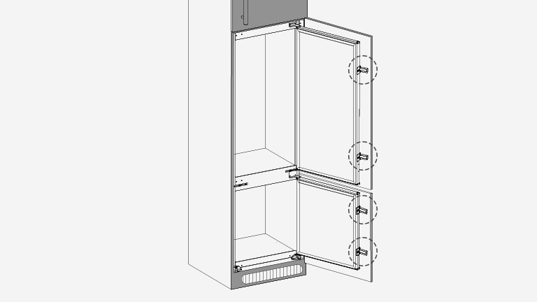 Pripevnenie dvierok chladničky k panelu skrinky