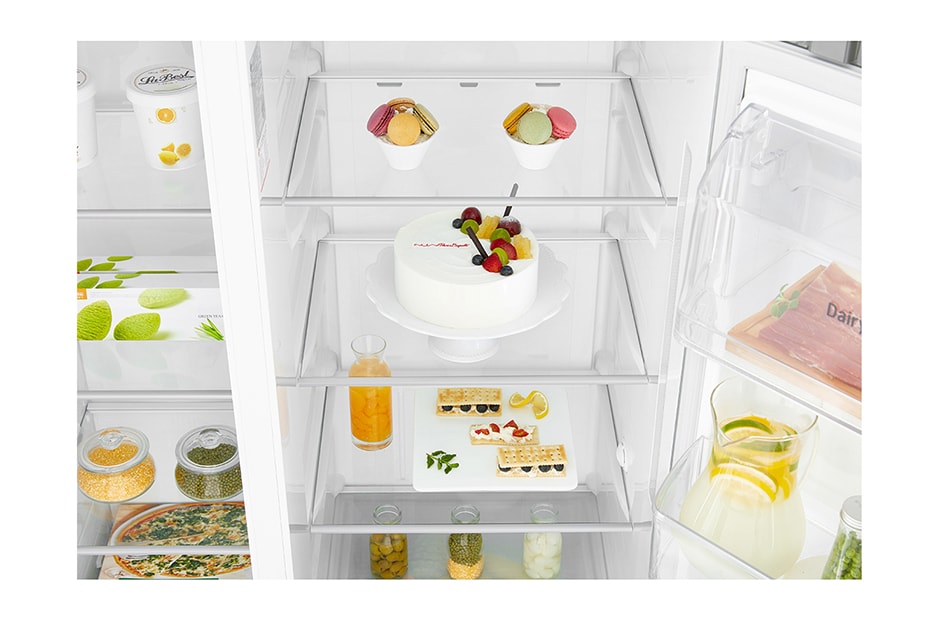 LG Americká chladnička |&nbsp;F (v rozsahu A až G) | Hrubý objem 668 l | 431 kWh/rok | LG Lineárny invertorový kompresor | LG Total No Frost | Multi-Air Flow™ | Vonkajší LED displej | Nápojový automat, GSL760PZUZ, thumbnail 9