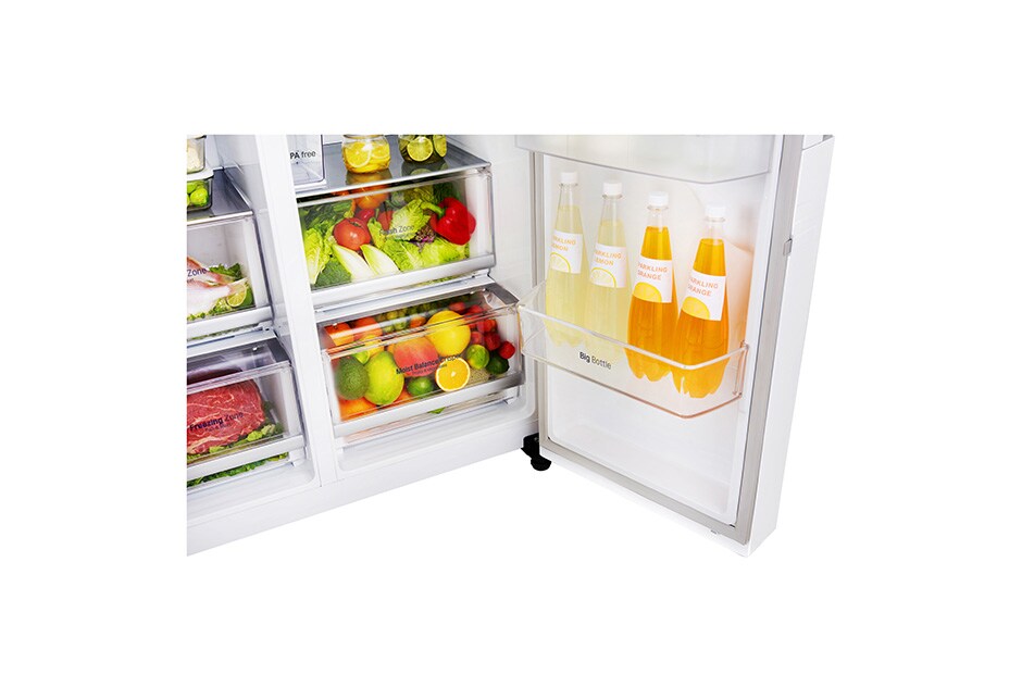 LG F | Hrubý objem 668 l | 376 kWh/rok | LG Lineárny invertorový kompresor | LG Total No Frost | Multi-Air Flow™ | Vonkajší LED displej | Nápojový automat | ThinQ™ + WiFi, GSL961SWUZ, thumbnail 3