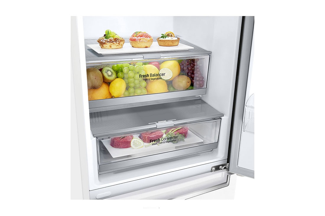 LG E | Hrubý objem 374 l | 273 kWh/rok | LG Lineárny invertorový kompresor | LG Total No Frost | DoorCooling+™ | Vnútorný LED displej | Smart Diagnosis™, GBB71SWEZN, thumbnail 6