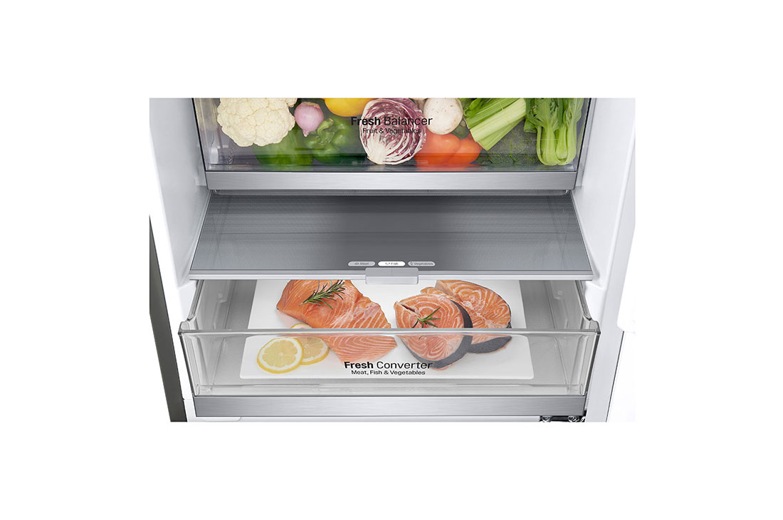 LG E | Hrubý objem 374 l | 273 kWh/rok | LG Lineárny invertorový kompresor | LG Total No Frost | DoorCooling+™ | Vonkajší LED displej | ThinQ™ + WiFi, GBB71PZDZN, thumbnail 9